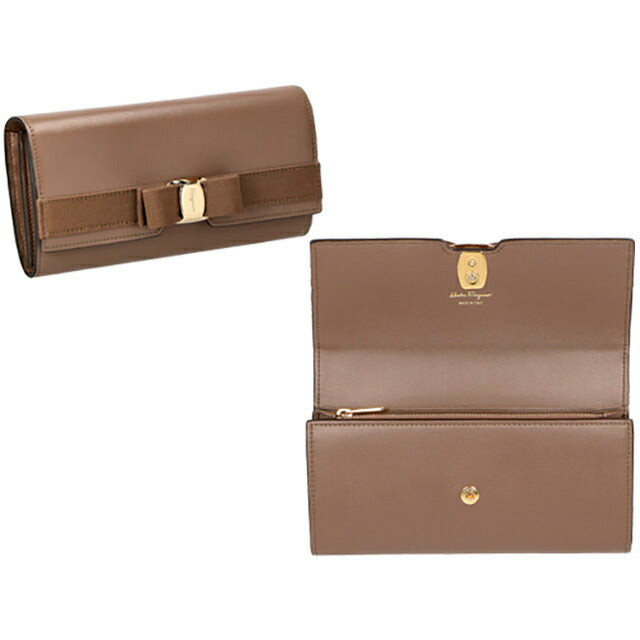 フェラガモ 長財布 レディース ブランド Ferragamo 22E008CALF CARAW 741 347 キャメル 22E008CALF-CARAW-741-347