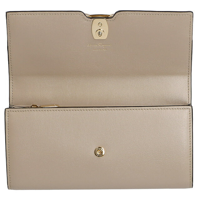 フェラガモ 長財布 レディース ブランド Ferragamo 22E008CALF DAINO 758 773 グレージュ 22E008CALF-DAINO-758-773