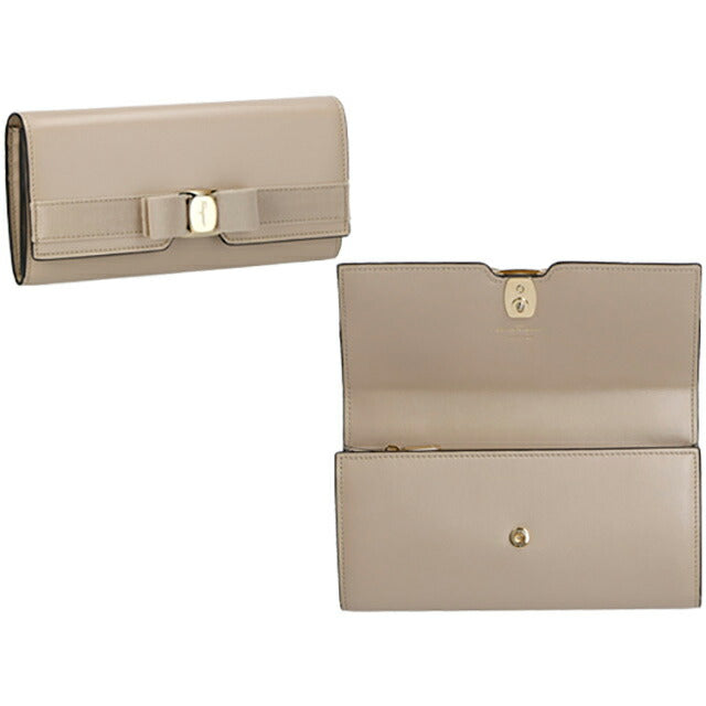 フェラガモ 長財布 レディース ブランド Ferragamo 22E008CALF DAINO 758 773 グレージュ 22E008CALF-DAINO-758-773