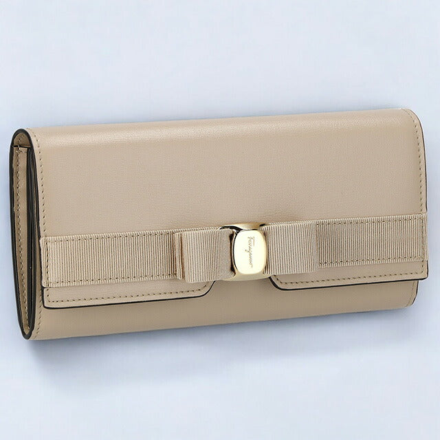 フェラガモ 長財布 レディース ブランド Ferragamo 22E008CALF DAINO 758 773 グレージュ 22E008CALF-DAINO-758-773