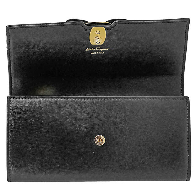 フェラガモ 長財布 レディース ブランド Ferragamo 22E008CALF NER 734 541 ブラック 22E008CALF-NER-734-541