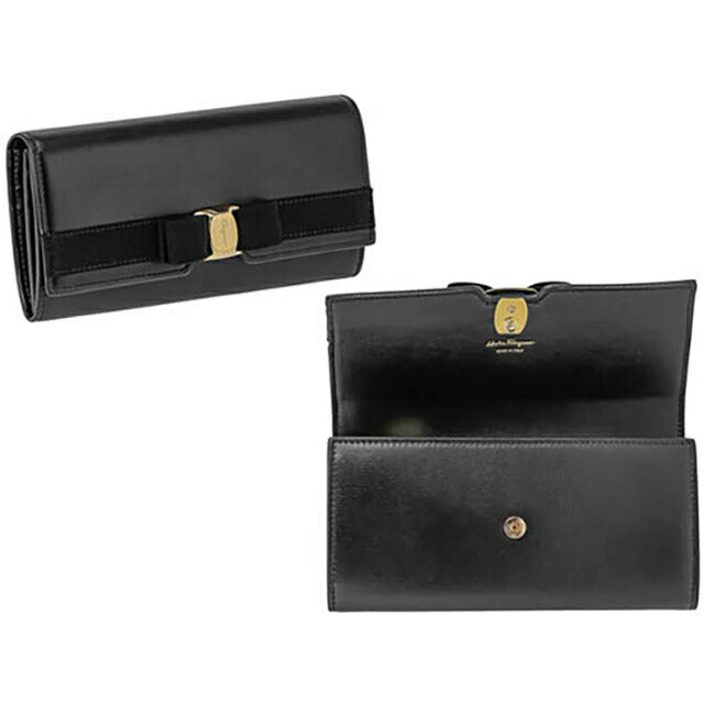 フェラガモ 長財布 レディース ブランド Ferragamo 22E008CALF NER 734 541 ブラック 22E008CALF-NER-734-541