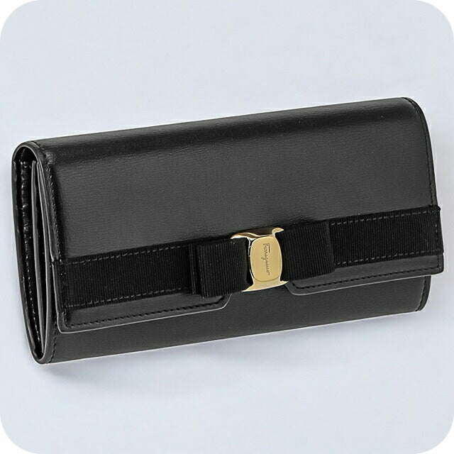 フェラガモ 長財布 レディース ブランド Ferragamo 22E008CALF NER 734 541 ブラック 22E008CALF-NER-734-541