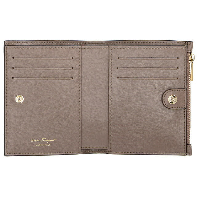 フェラガモ 二つ折り財布 レディース ブランド Ferragamo 22E009CALF CARAW 741 349 キャメル 22E009CALF-CARAW-741-349