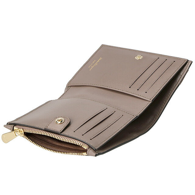 フェラガモ 二つ折り財布 レディース ブランド Ferragamo 22E009CALF CARAW 741 349 キャメル 22E009CALF-CARAW-741-349