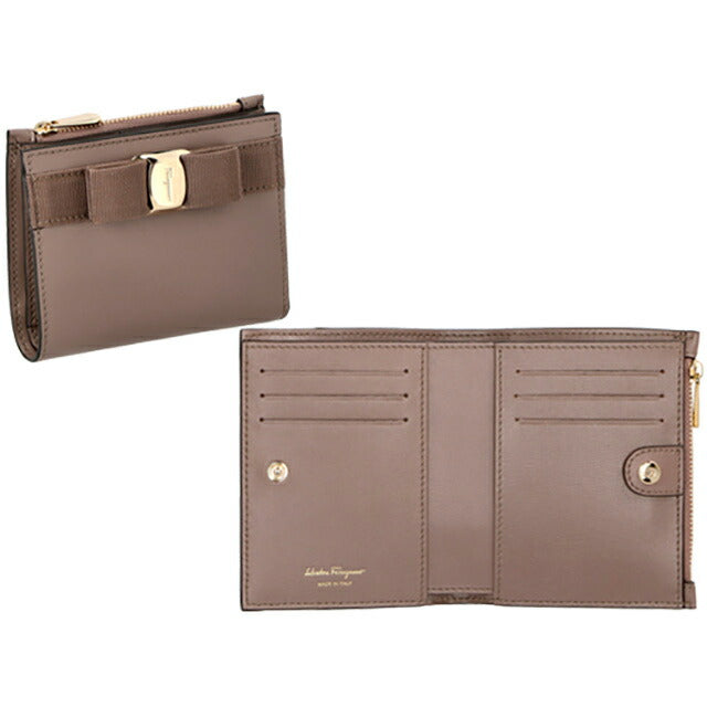 フェラガモ 二つ折り財布 レディース ブランド Ferragamo 22E009CALF CARAW 741 349 キャメル 22E009CALF-CARAW-741-349