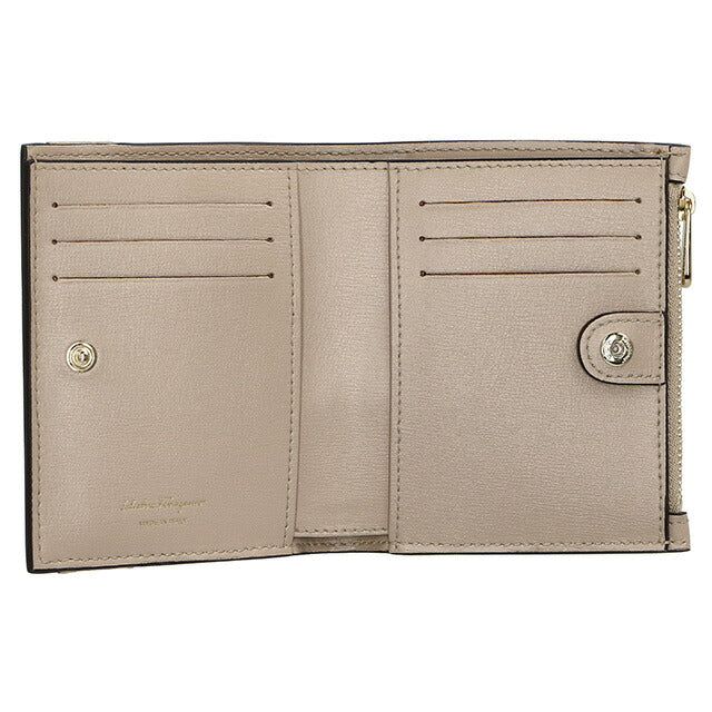 フェラガモ 二つ折り財布 レディース ブランド Ferragamo 22E009CALF DAINO 758 775 グレージュ 22E009CALF-DAINO-758-775