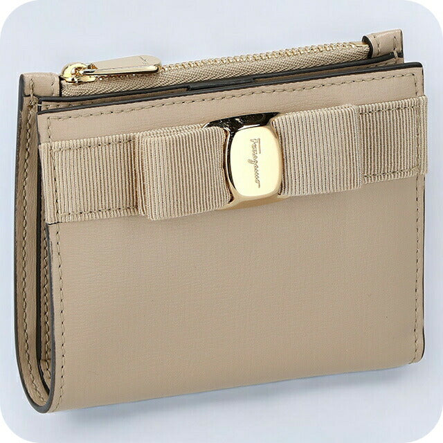 フェラガモ 二つ折り財布 レディース ブランド Ferragamo 22E009CALF DAINO 758 775 グレージュ 22E009CALF-DAINO-758-775