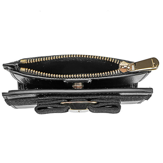 フェラガモ 二つ折り財布 レディース ブランド Ferragamo 22E009CALF NER 734 500 ブラック 22E009CALF-NER-734-500