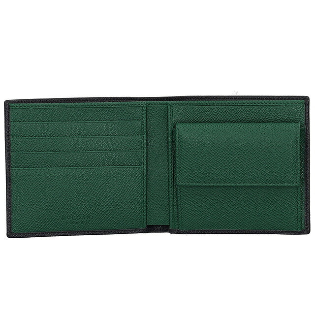 ブルガリ 二つ折り財布 メンズ ブランド BVLGARI 289111 CHADI チャコール/グリーン 289111-CHADI