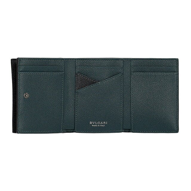 ブルガリ 三つ折り財布 三折財布 レディース ブランド BVLGARI 291681 BLK ブラック/グリーン