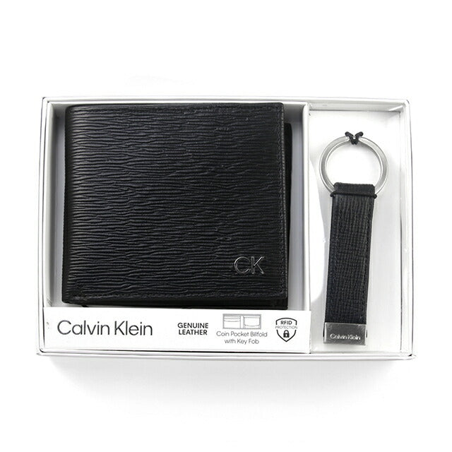カルバンクライン 財布 メンズ ブランド 二つ折り財布 革 レザーウォレット 小銭入れあり Billfold With Coin Pocket(Key Fob Gift Set) 31CK330016