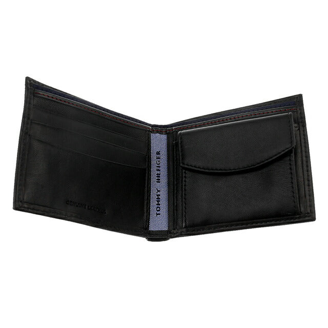 トミー ヒルフィガー 財布 メンズ ブランド 二つ折り財布 革 レザーウォレット 小銭入れあり Oxford 31TL25X003-001 ブラック 31TL25X003-001