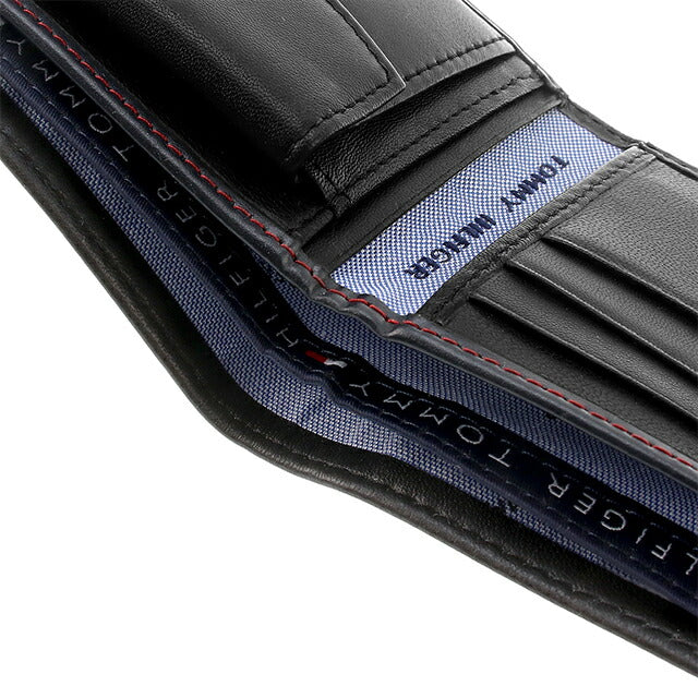 トミー ヒルフィガー 財布 メンズ ブランド 二つ折り財布 革 レザーウォレット 小銭入れあり Oxford 31TL25X003-001 ブラック 31TL25X003-001