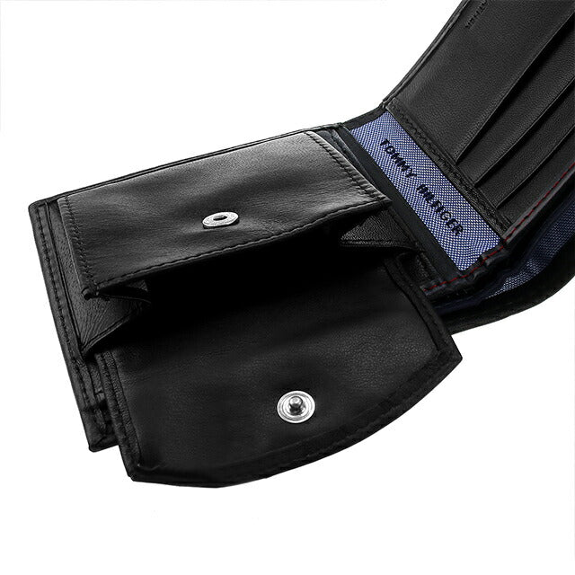 トミー ヒルフィガー 財布 メンズ ブランド 二つ折り財布 革 レザーウォレット 小銭入れあり Oxford 31TL25X003-001 ブラック 31TL25X003-001
