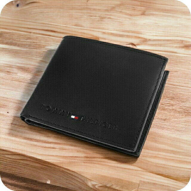 トミー ヒルフィガー 財布 メンズ ブランド 二つ折り財布 革 レザーウォレット 小銭入れあり Wellesley 31TL25X005-001 ブラック 31TL25X005-001