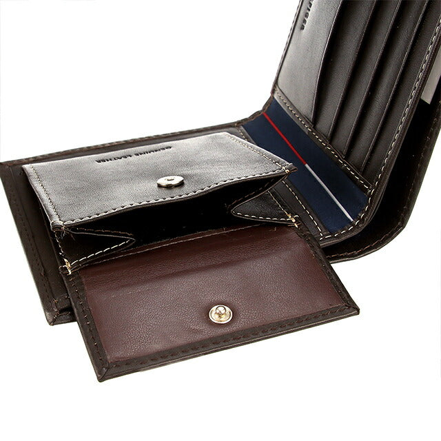 トミー ヒルフィガー 財布 メンズ ブランド 二つ折り財布 革 レザーウォレット 小銭入れあり Wellesley 31TL25X005-200 ブラウン 31TL25X005-200