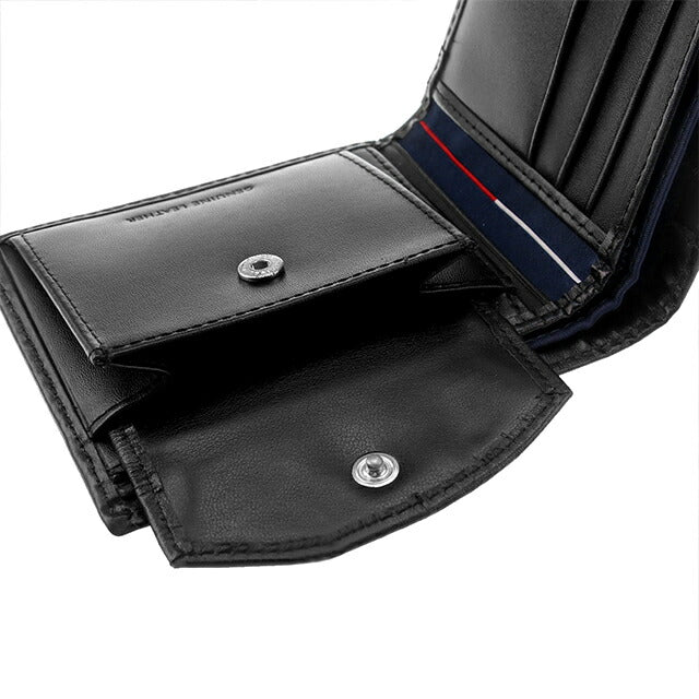トミー ヒルフィガー 財布 メンズ ブランド 二つ折り財布 革 レザーウォレット 小銭入れあり Cambridge 31TL25X023-001 ブラック 31TL25X023-001
