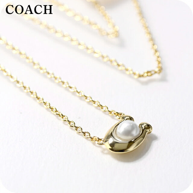 コーチ ネックレス レディース ブランド COACH ペンダント ロゴ 341916 GLD 100 ゴールド ホワイト アクセサリー 341916GLD100