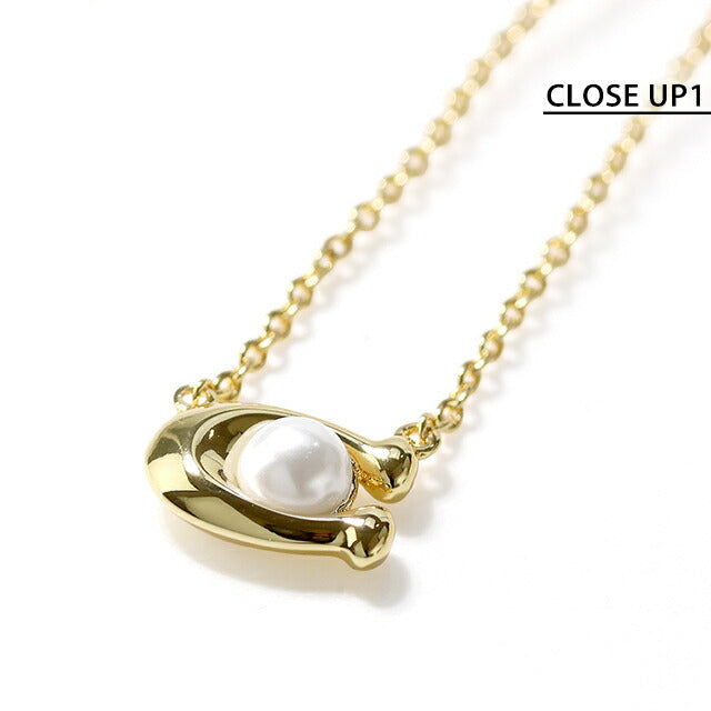 コーチ ネックレス レディース ブランド COACH ペンダント ロゴ 341916 GLD 100 ゴールド ホワイト アクセサリー 341916GLD100