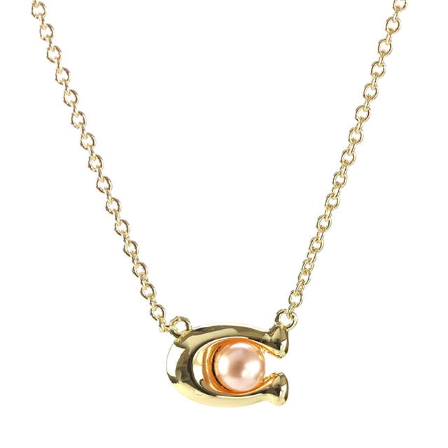 コーチ ネックレス レディース ブランド COACH ペンダント ロゴ 341916 GLD 651 ゴールド ピンク アクセサリー 341916GLD651