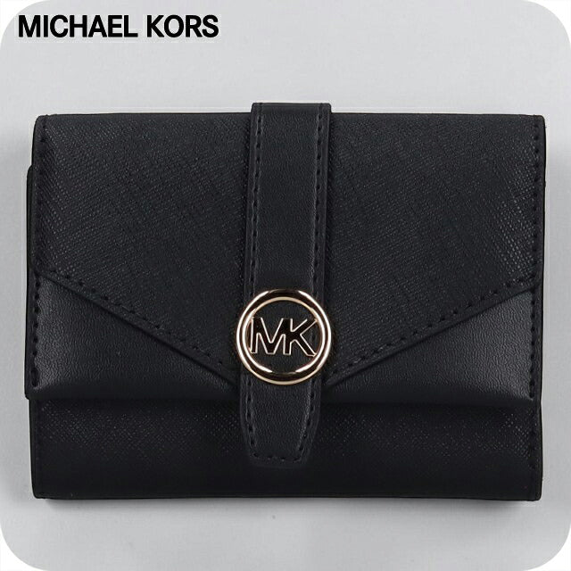 マイケルコース 二つ折り財布 二折財布 コンパクト レディース アウトレットブランド MICHAEL KORS グリニッチ 35S5GGRE6L-BK BLACK 35S5GGRE6L-BK