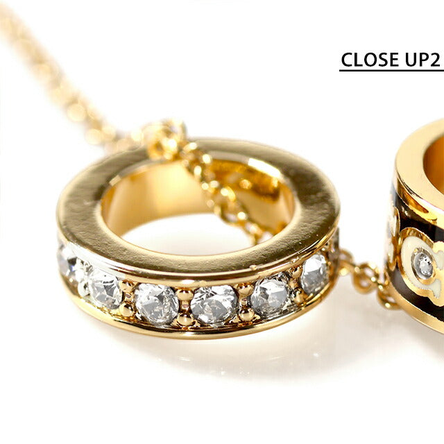 コーチ ネックレス レディース ブランド COACH ペンダント ロゴ リング 3連 408103 GLD 004 ゴールド ブラック ホワイト アクセサリー 408103GLD004