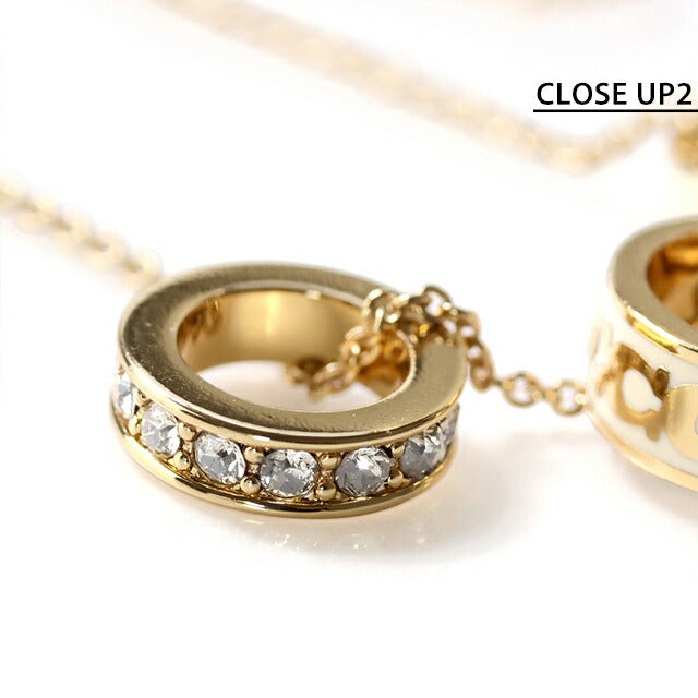 コーチ ネックレス レディース ブランド COACH ペンダント ロゴ リング 3連 408103 GLD 100 ゴールド ホワイト アクセサリー 408103GLD100