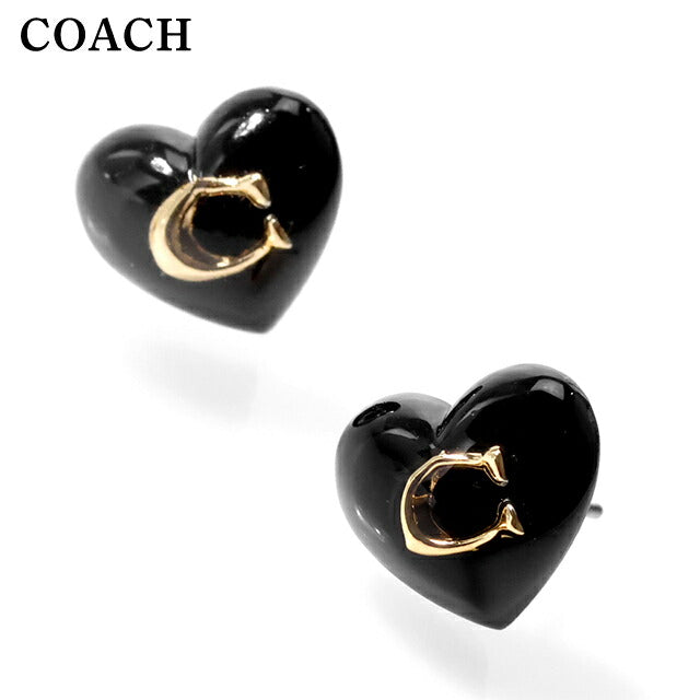 コーチ ピアス レディース ブランド COACH スタッド ハート 両耳用 422706 GLD 001 ブラック ゴールド アクセサリー 422706GLD001