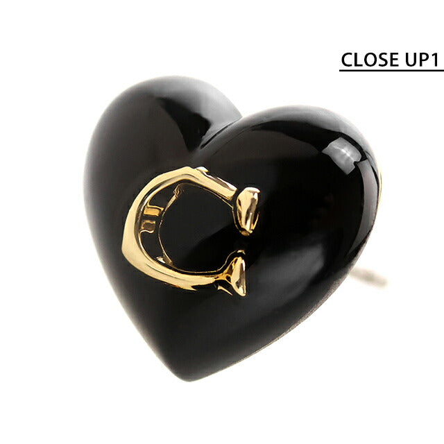 コーチ ピアス レディース ブランド COACH スタッド ハート 両耳用 422706 GLD 001 ブラック ゴールド アクセサリー 422706GLD001