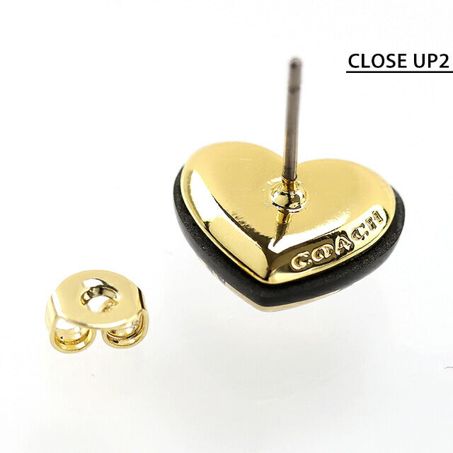 コーチ ピアス レディース ブランド COACH スタッド ハート 両耳用 422706 GLD 001 ブラック ゴールド アクセサリー 422706GLD001