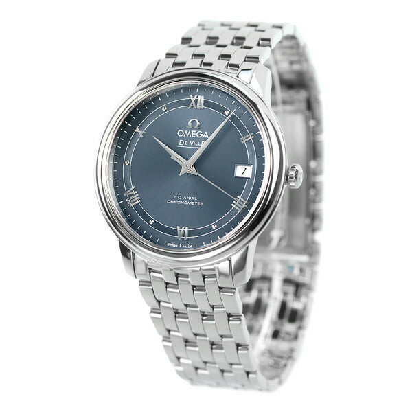 オメガ デビル プレステージ コーアクシャル クロノメーター 36.8mm 自動巻き 機械式 メンズ 腕時計 ブランド 424.10.37.20.03.002 OMEGA ブルー 424-10-37-20-03-002