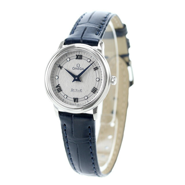 オメガ デビル プレステージ 27mm クオーツ 腕時計 ブランド レディース ダイヤモンド OMEGA 424.13.27.60.56.001 アナログ グレー ネイビー スイス製 424-13-27-60-56-001