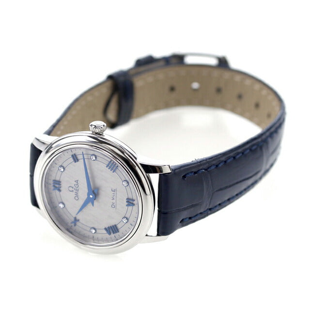 オメガ デビル プレステージ 27mm クオーツ 腕時計 ブランド レディース ダイヤモンド OMEGA 424.13.27.60.56.001 アナログ グレー ネイビー スイス製 424-13-27-60-56-001