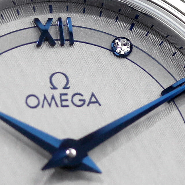 オメガ デビル プレステージ 27mm クオーツ 腕時計 ブランド レディース ダイヤモンド OMEGA 424.13.27.60.56.001 アナログ グレー ネイビー スイス製 424-13-27-60-56-001