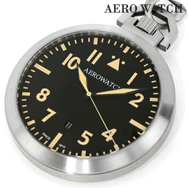アエロウォッチ クォーツ 電池式 懐中時計 ブランド メンズ レディース AEROWATCH 42829-AA06 アナログ ブラック 黒 スイス製 42829-AA06