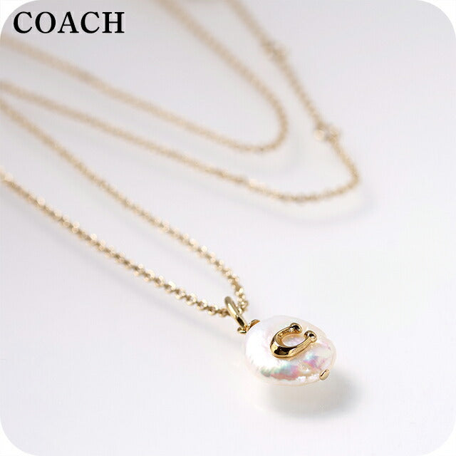 コーチ ネックレス レディース ブランド COACH ペンダント ロゴ 440611 GLD 107 ゴールド ホワイト アクセサリー 440611GLD107