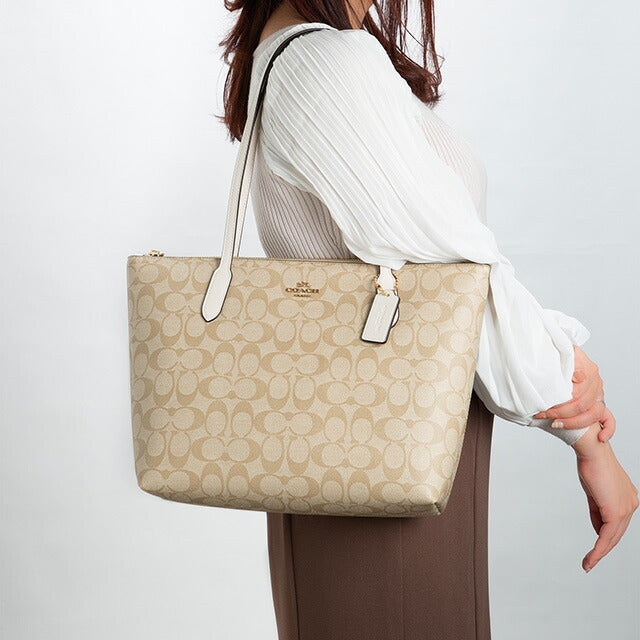 コーチ トートバッグ レディース ブランド COACH シグネチャー 4455 IMDQC 1 ライトベージュ/ホワイト 4455-IMDQC-1