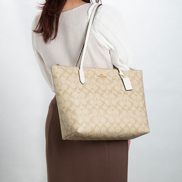 コーチ トートバッグ レディース ブランド COACH シグネチャー 4455 IMDQC 1 ライトベージュ/ホワイト 4455-IMDQC-1