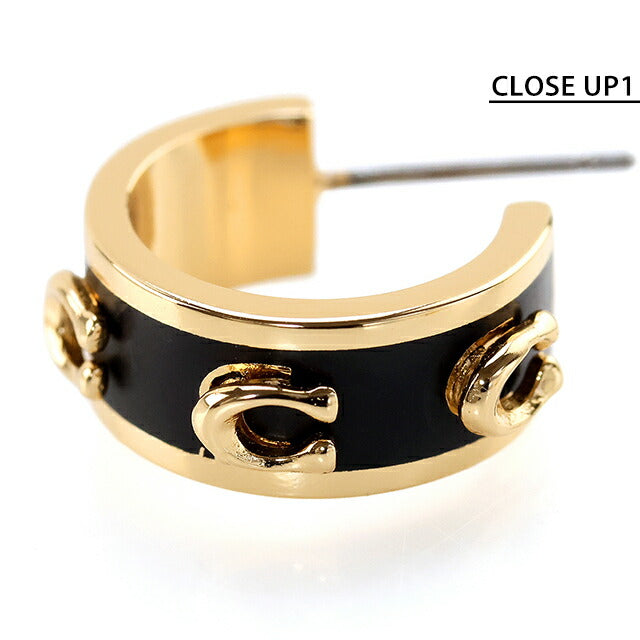 コーチ ピアス レディース ブランド COACH スタッド 両耳用 448375 GLD 001 ブラック ゴールド アクセサリー 448375GLD001