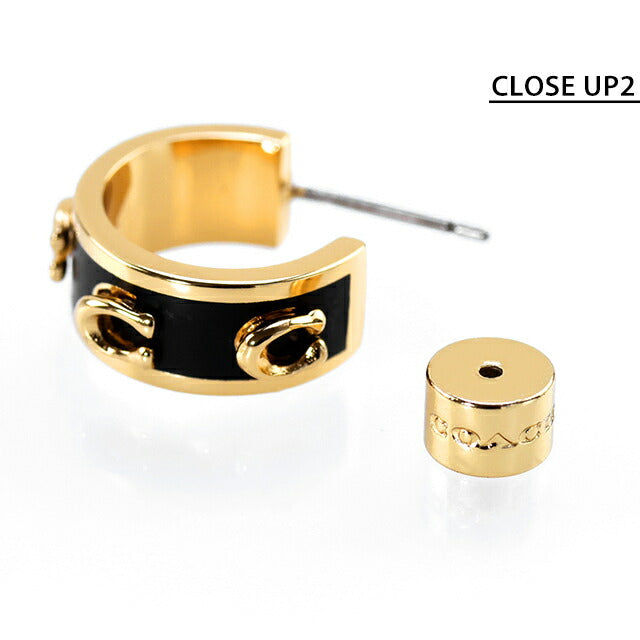 コーチ ピアス レディース ブランド COACH スタッド 両耳用 448375 GLD 001 ブラック ゴールド アクセサリー 448375GLD001