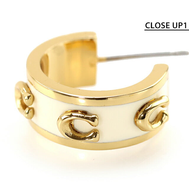 コーチ ピアス レディース ブランド COACH スタッド 両耳用 448375 GLD 100 ホワイト ゴールド アクセサリー 448375GLD100