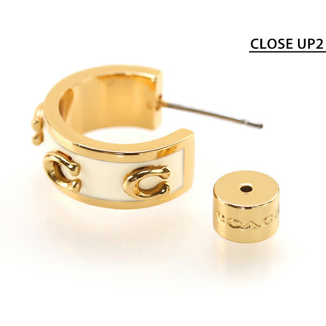 コーチ ピアス レディース ブランド COACH スタッド 両耳用 448375 GLD 100 ホワイト ゴールド アクセサリー 448375GLD100