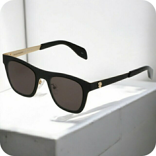 アレキサンダー・マックイーン サングラス メンズ レディース ブランド Alexander McQueen AM0280S ブラック/ゴールド AM0280S-001-SMT-SUN-UNI