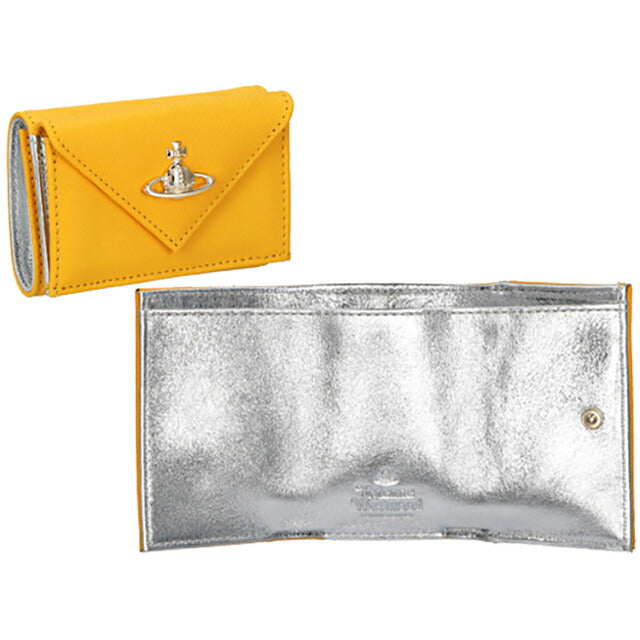 ヴィヴィアン・ウエストウッド 三つ折り財布 レディース ブランド Vivienne Westwood レザー 51150009 イエロー/シルバー 51150009SAFF-YEL-E401