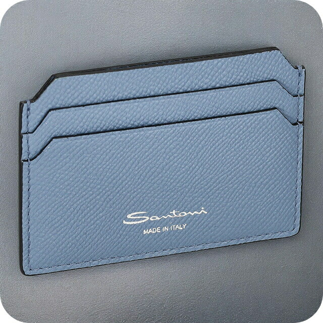 サントーニ カードケース メンズ レディース ブランド Santoni レザー UFPPA2377-FOAN ライトブルー UFPPA2377FOAN-CFZ22
