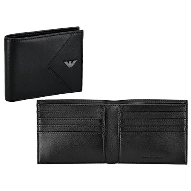 エンポリオ・アルマーニ 二つ折り財布 メンズ ブランド EMPORIO ARMANI EM003600-AF19365 UC001 ブラック ウォレット 高級 おしゃれ プレゼント 実用的