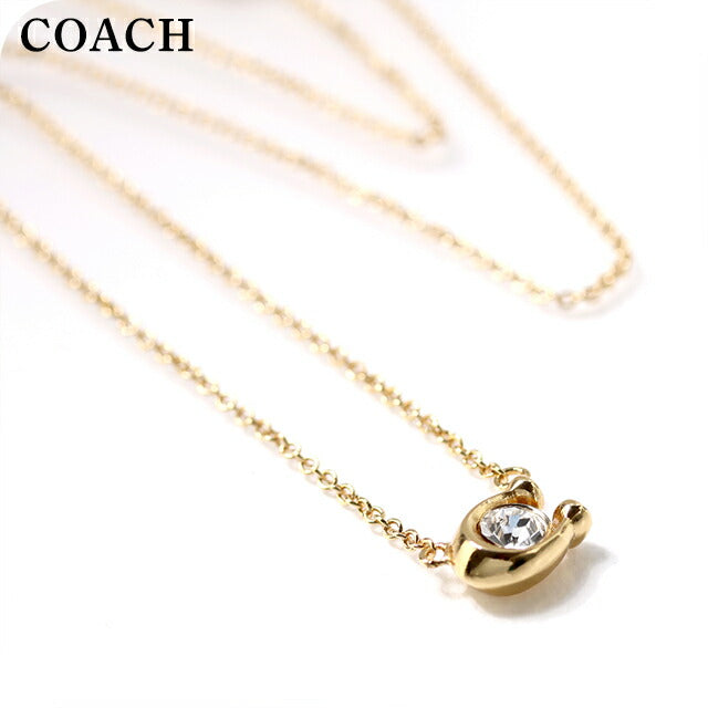 コーチ ネックレス レディース ブランド COACH ペンダント ロゴ 493112 GLD 110 ゴールド クリア アクセサリー 493112GLD110