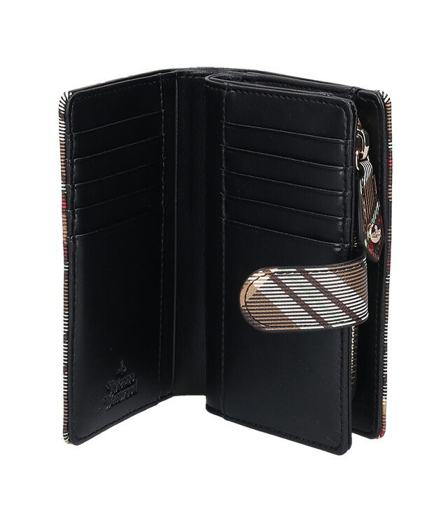 ヴィヴィアン ウエストウッド 二つ折り財布 レディース ブランド Vivienne Westwood ダービー ロゴ 51080028U D101 TARTAN BROWN BLACK 51080028U-D101