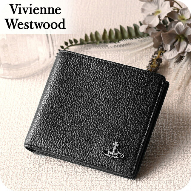 ヴィヴィアン ウエストウッド 二つ折り財布 二折財布 コンパクト メンズ ブランド Vivienne Westwood ロゴ 51120008 L001J N401 BLACK ビビアン 51120008-L001J-N401